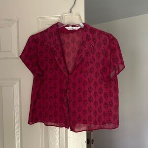 Victoria's Secret Dark Red Patterned Blouse